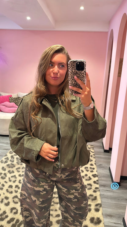 Sage Suedine Jacket Army Groen