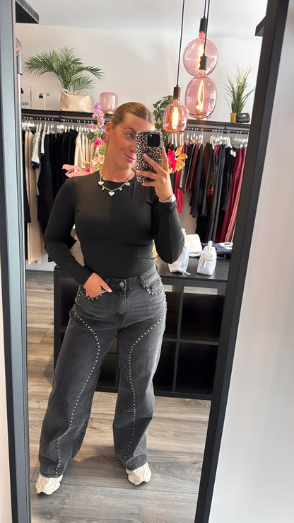 Stretchy Body Lange Mouw Zwart