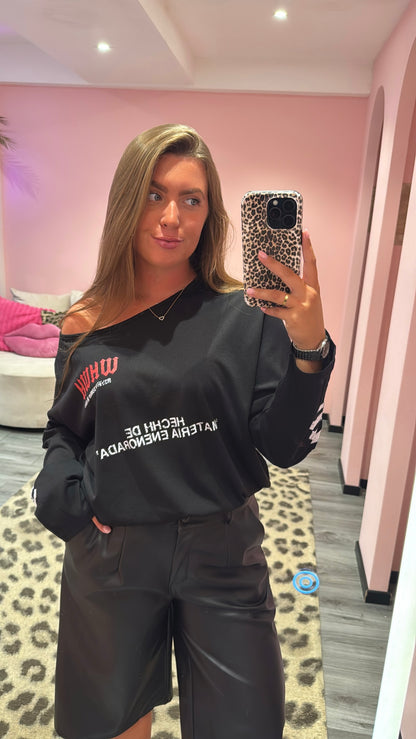 Off Shoulder Longsleeve Zwart