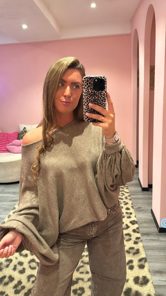 Cozy Balloon Knit Taupe