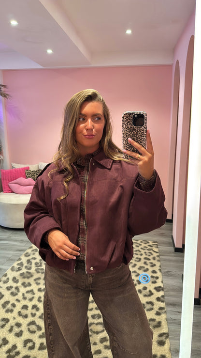 Sage Suedine Jacket Aubergine/Bordeaux