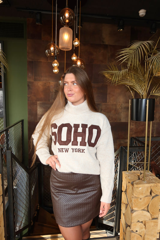 Knitted Soho Col Trui Beige/Bruin