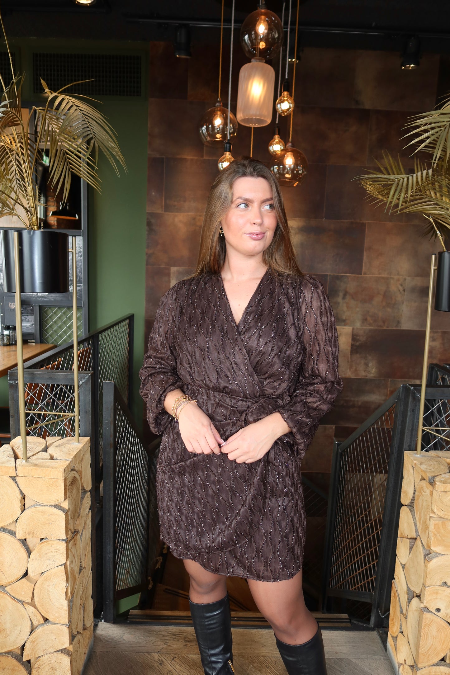 Glitter Jurkje Bruin