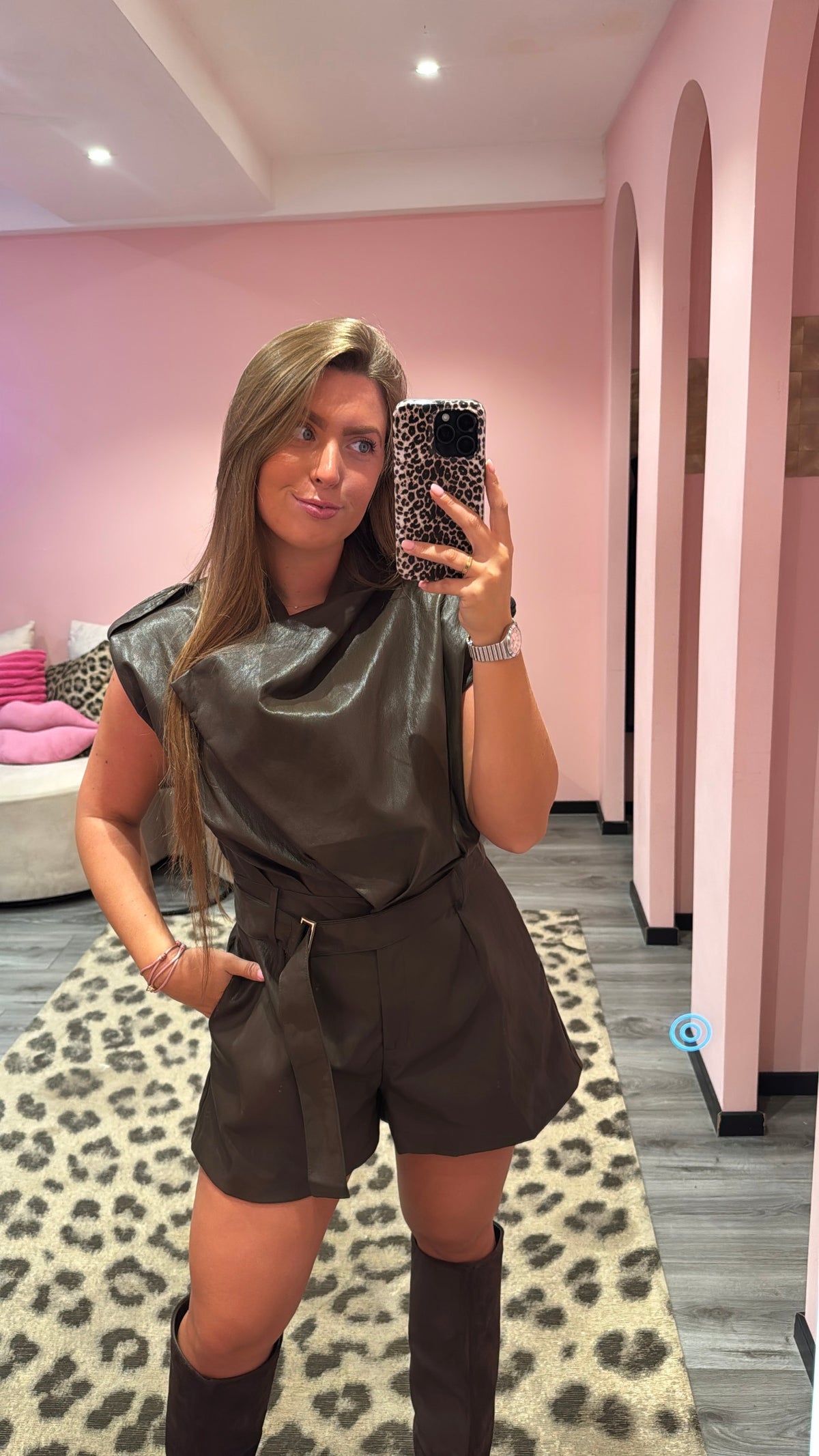 Romy Leatherlook Playsuit Bruin 4979