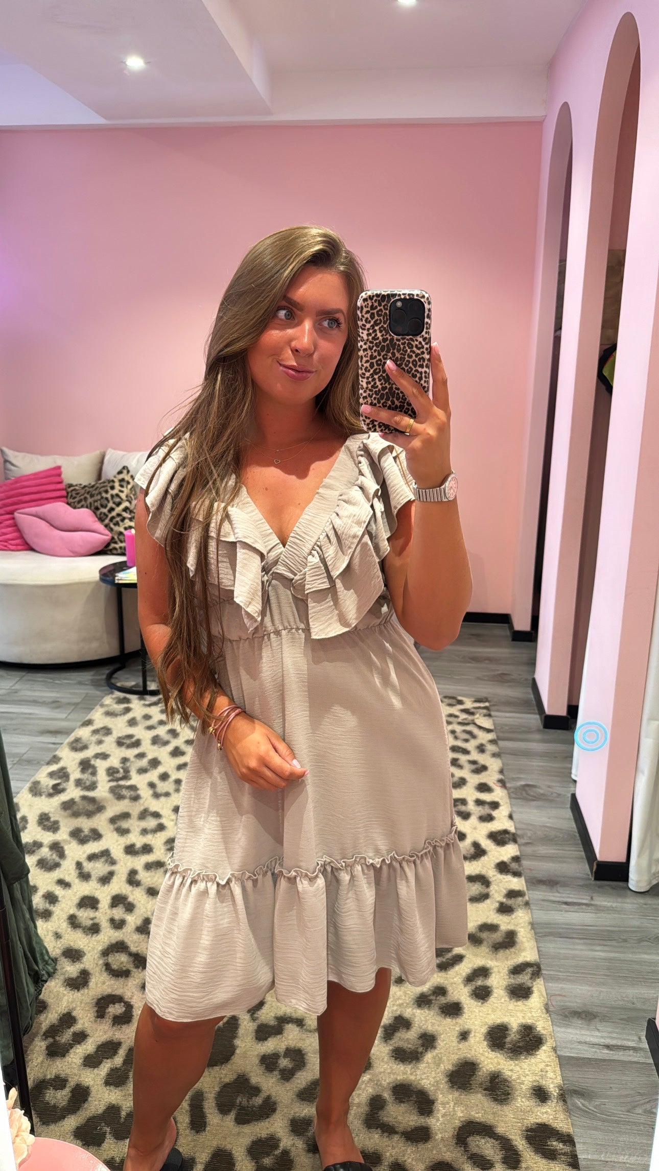 Ruffle Romance Jurkje Beige/Taupe