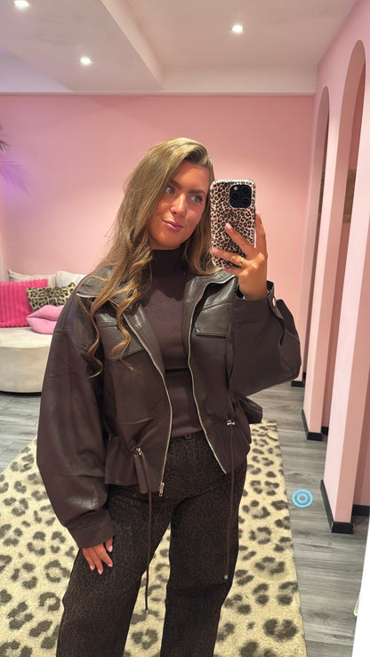 Nova Leather Jacket Bruin