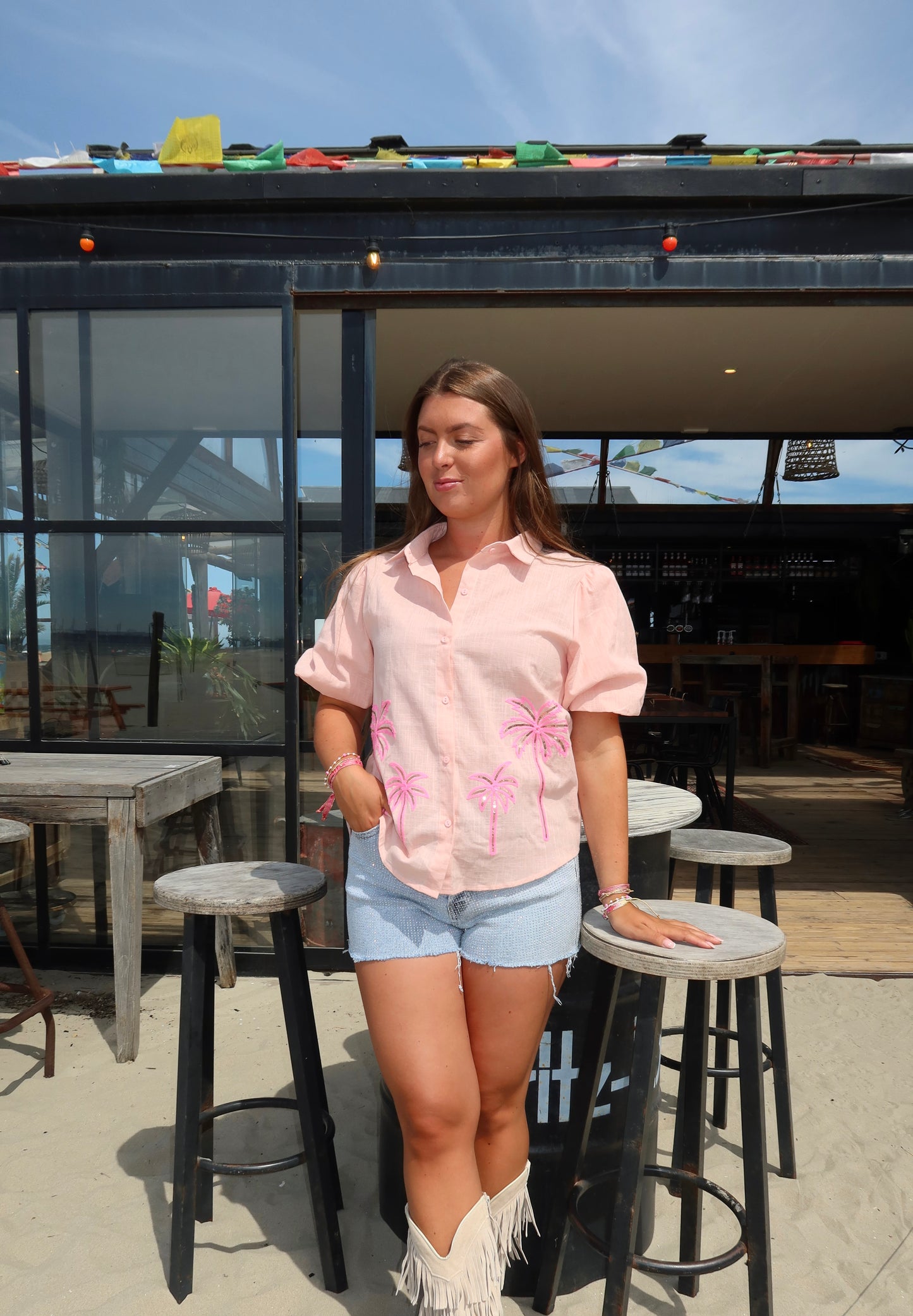 Blouse Palmboom Roze