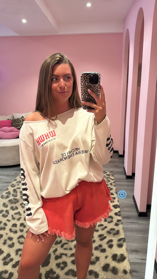 Off Shoulder Longsleeve Beige