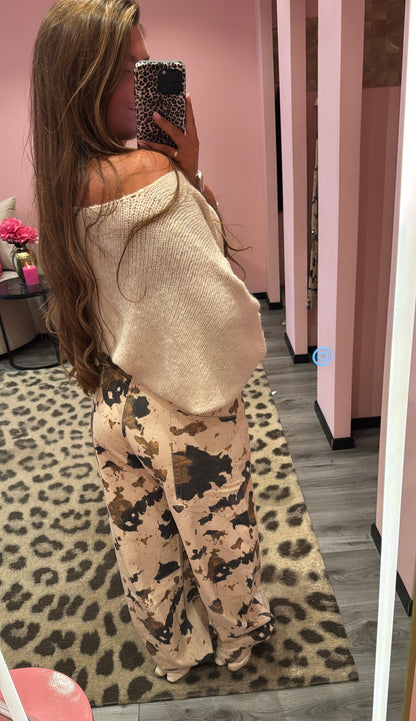 Queen Hearts Barrel/Balloon Jeans Printed Cow 3832-7