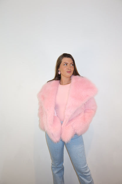 Faux Fur Coat Roze