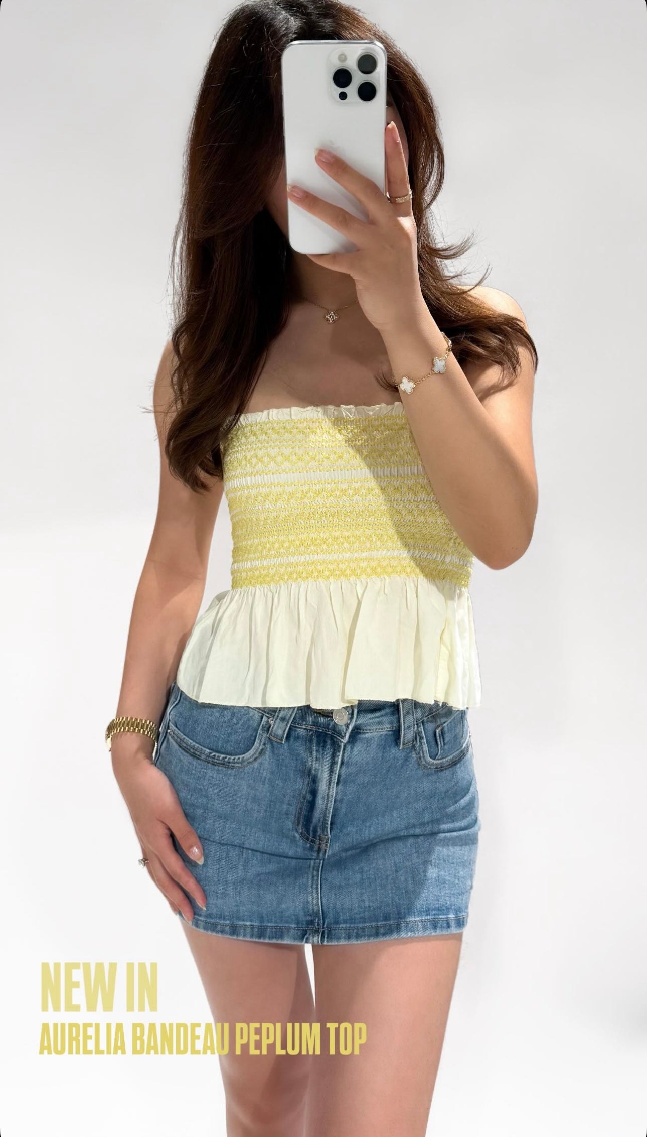 Aurelia Bandeau Peplum Top Yellow ByMila