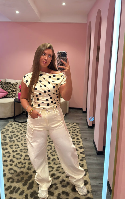 Queen Hearts Barrel/Balloon Jeans 3832-Y Licht Geel