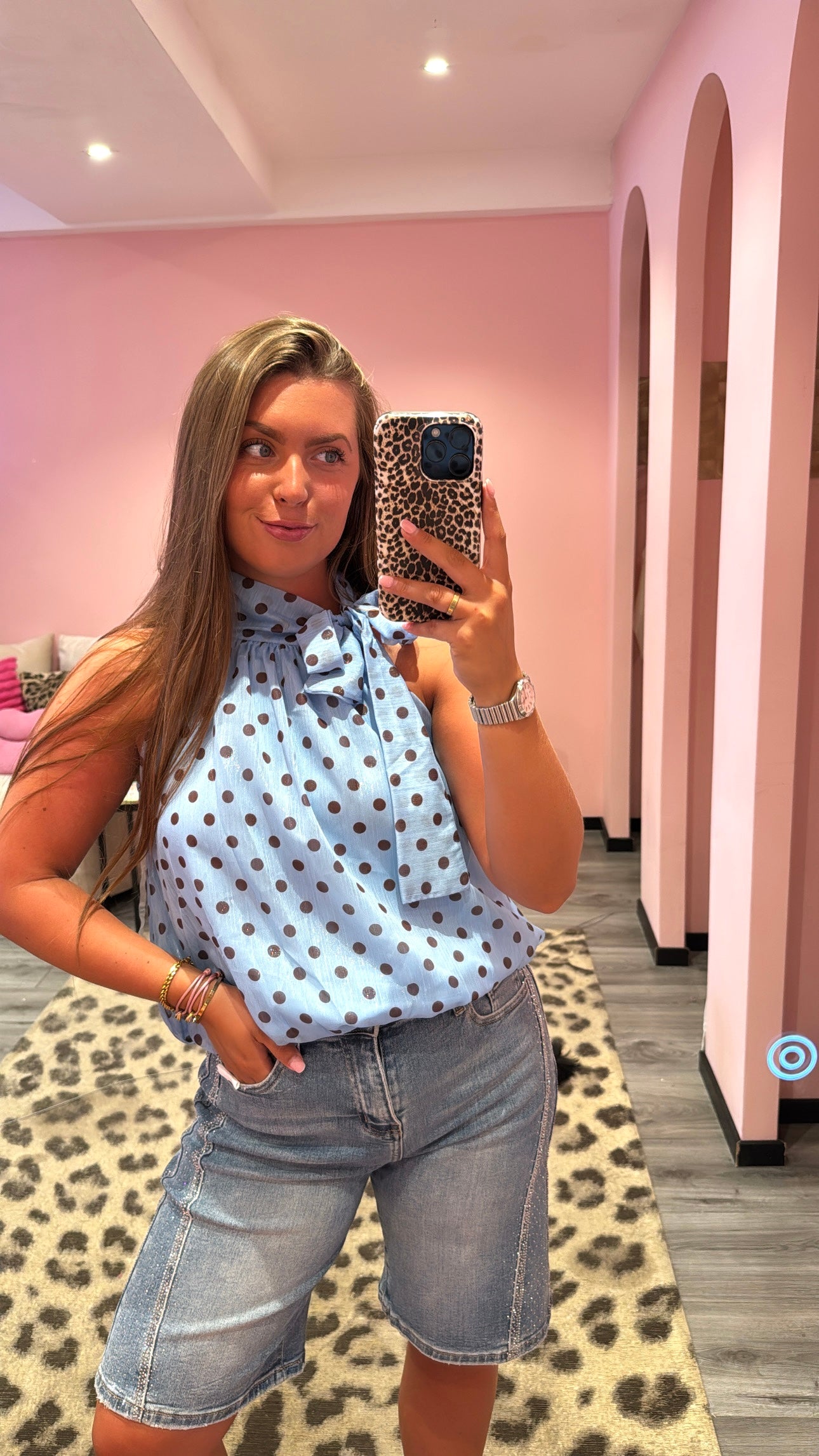 Dots Halter Top Blauw