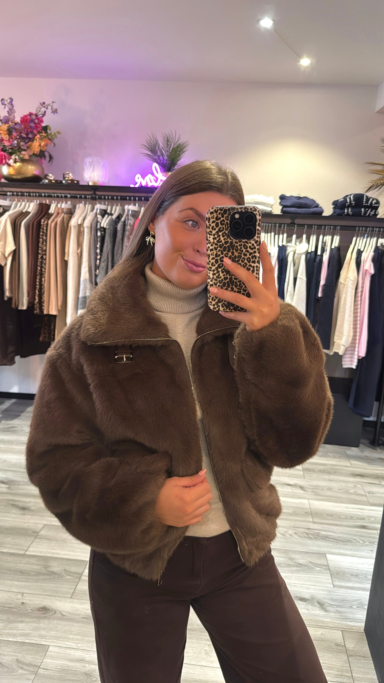 Faux Fur Jasje Bruin