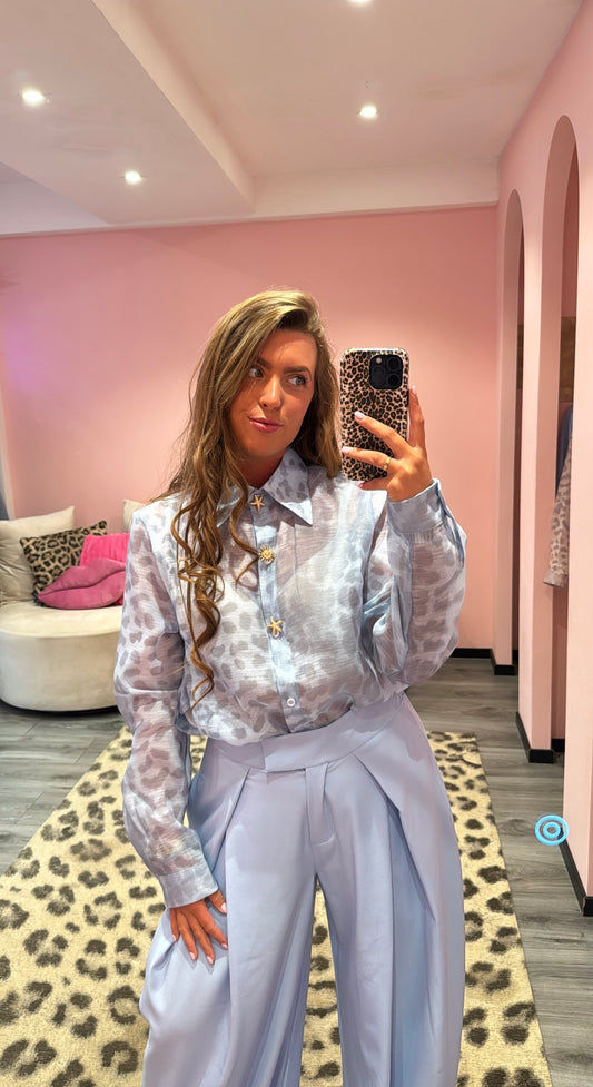 Leopard Blouse Blauw