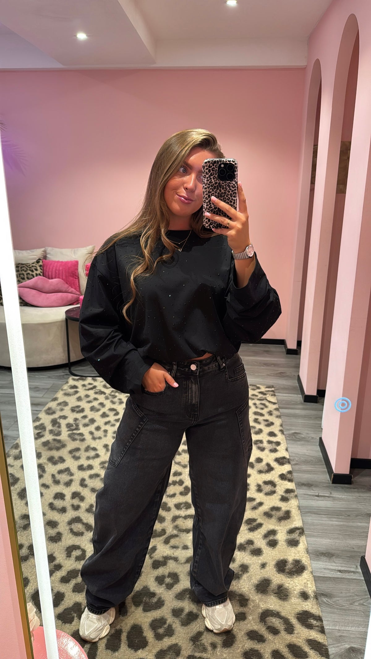 Strass Longsleeve Zwart 3414