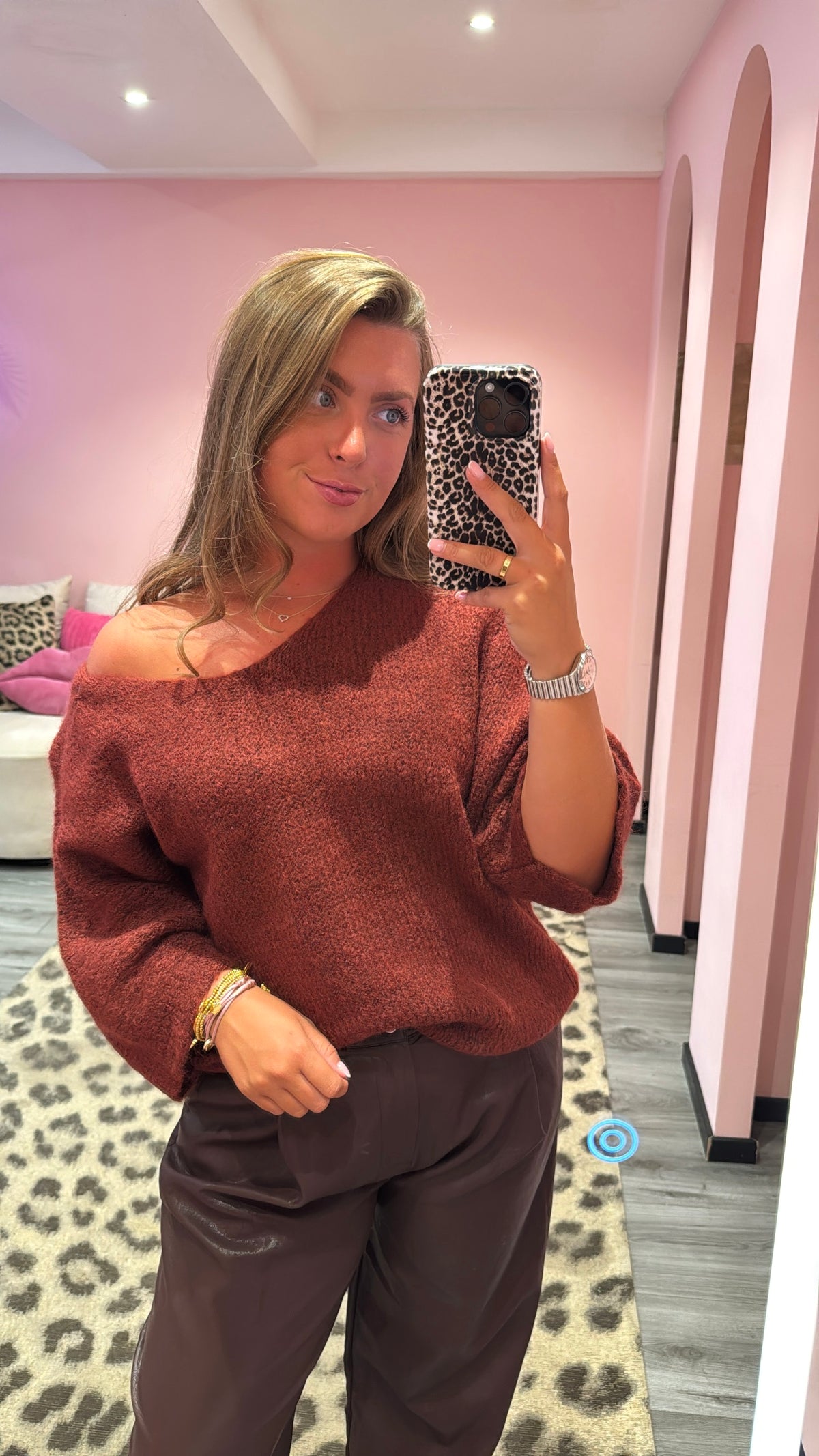 Noa Off Shoulder Knitted Sweater Bordeaux