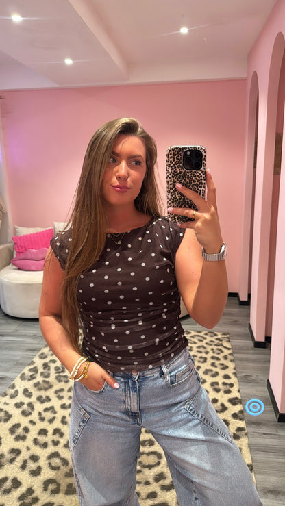 Mesh Dots Top Bruin