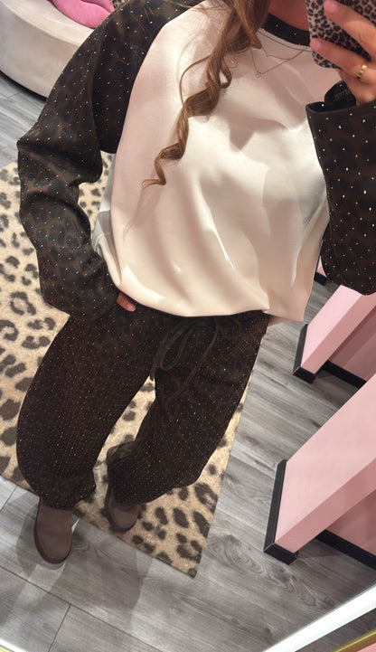 Comfy Chic Set Bruin Leopard Strass
