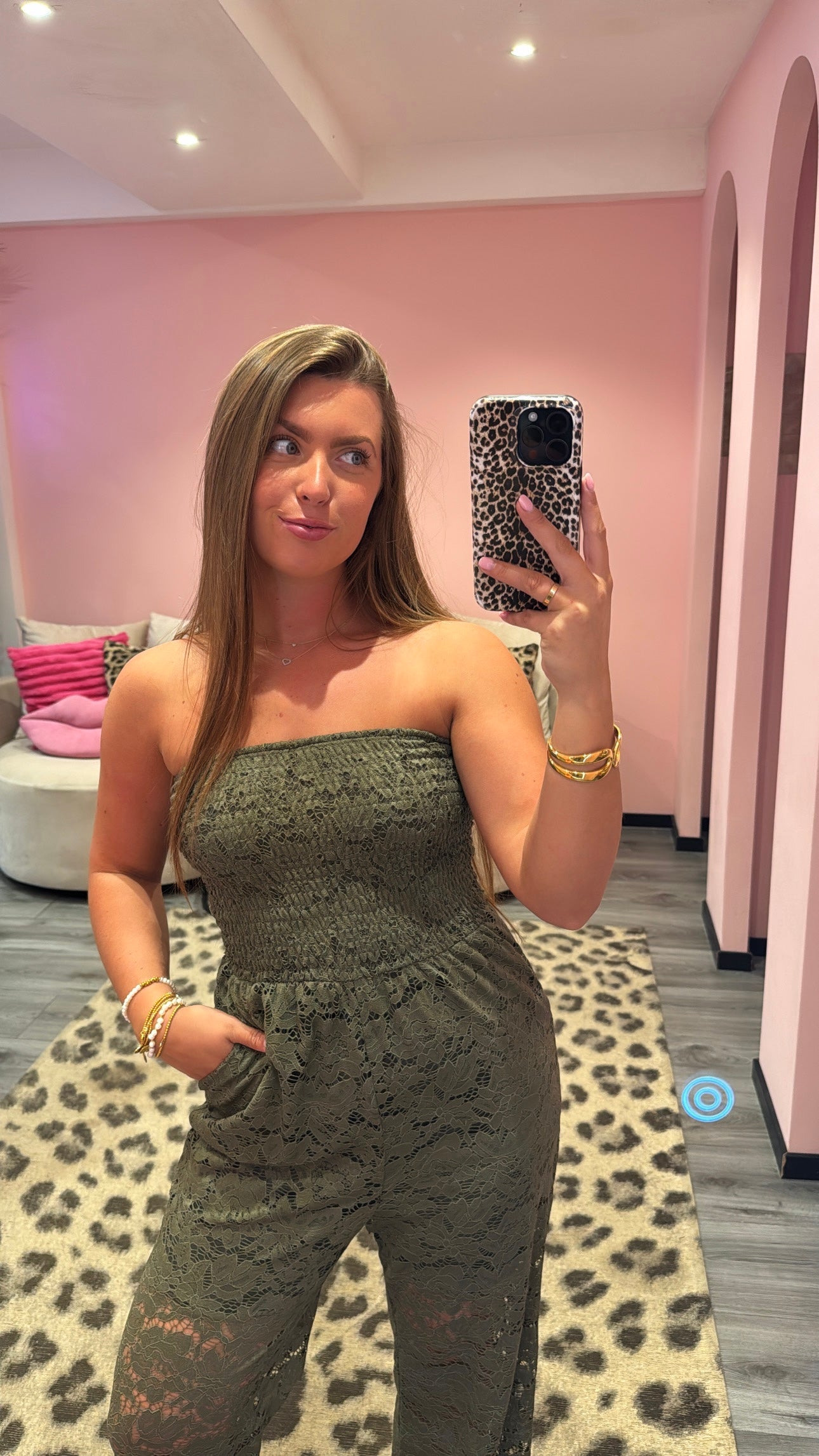 Lace Jumpsuit Army Groen
