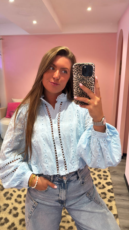 Broderie Blouse Blauw
