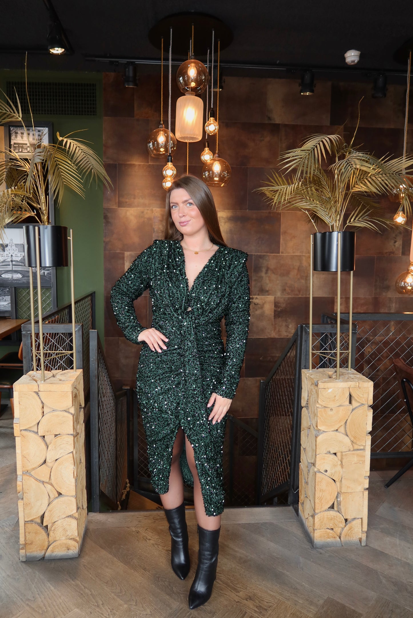 Paillet Glitter Jurk Groen