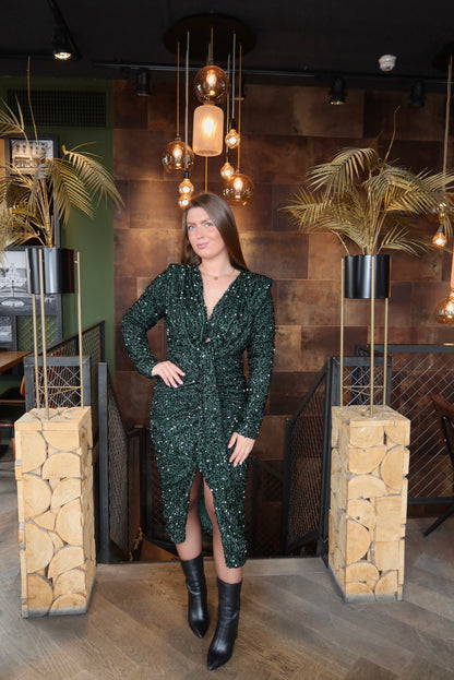 Paillet Glitter Jurk Groen