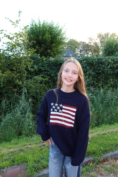 USA Glitter Sweater Navy