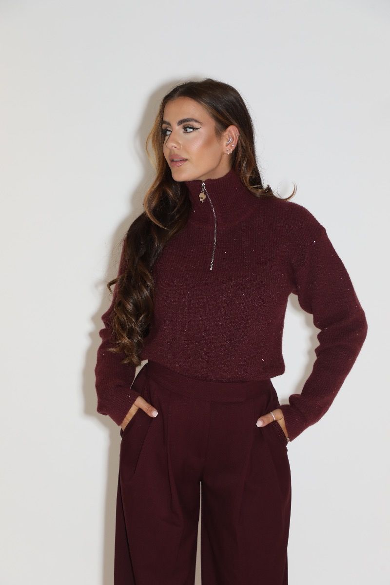 Reinders Pia Pully Sweater Sequins Bordeaux