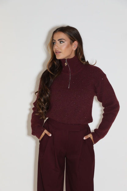 Reinders Pia Pully Sweater Sequins Bordeaux