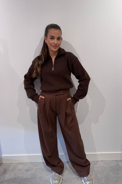 Reinders Pia Pully Sweater Sequins Chestnut Chocolate