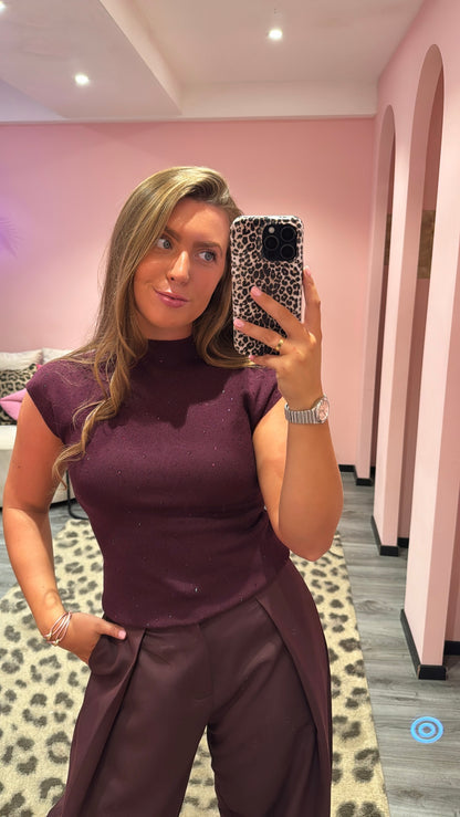 Top Maeve Aubergine Strass 6884-1