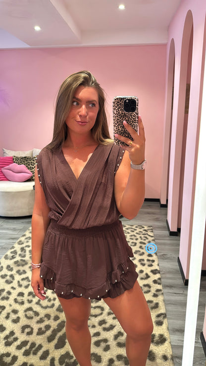 Loua Playsuit Studs Bruin