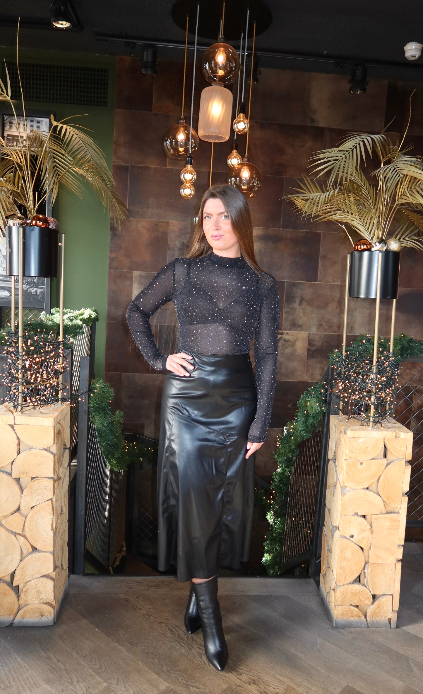 Leatherlook Rok Zwart