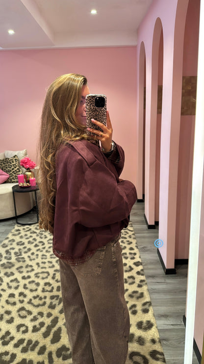 Sage Suedine Jacket Aubergine/Bordeaux