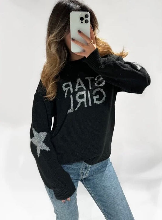 Star Girl Sweater Grey