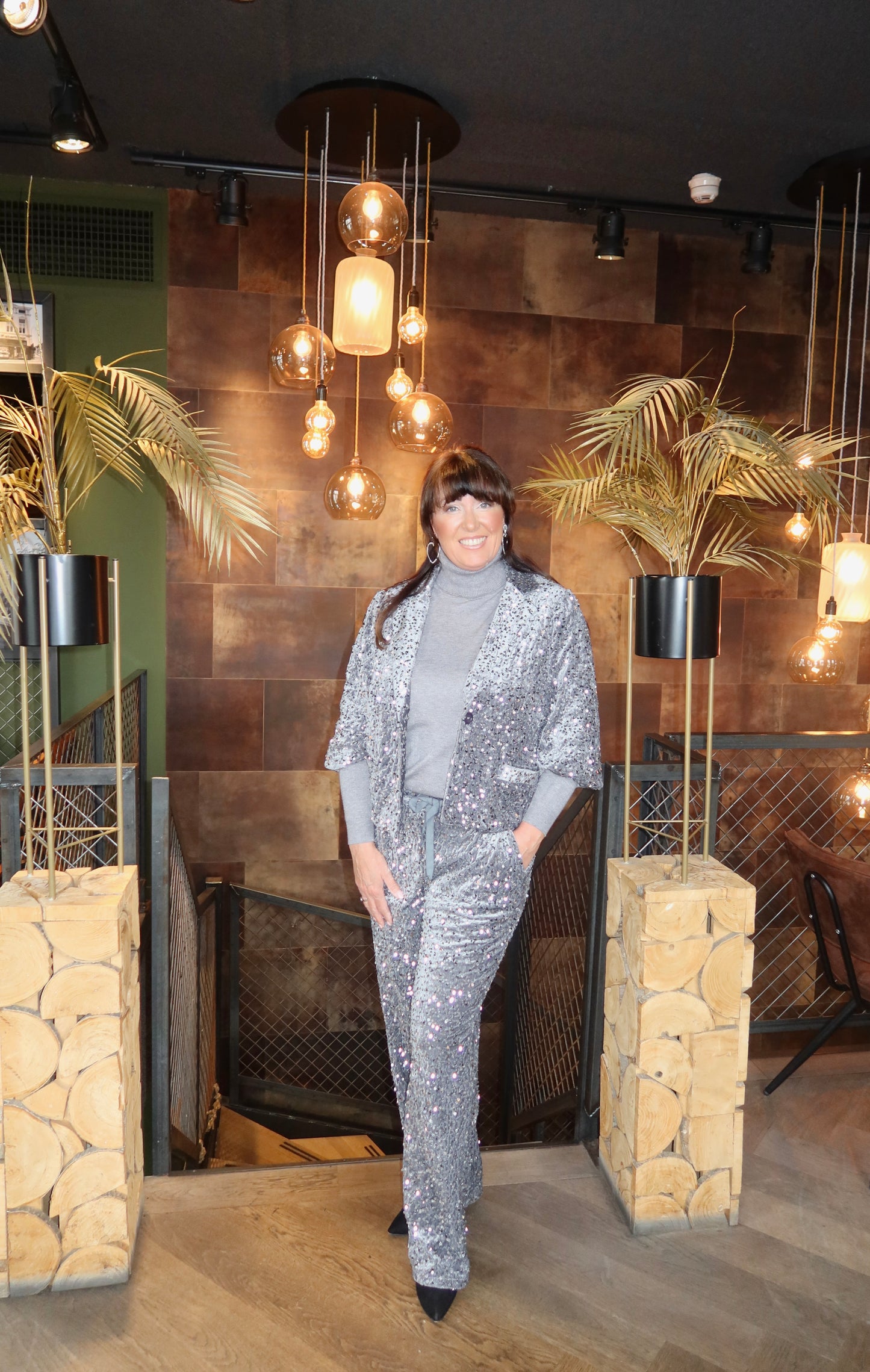 Ambika Velvet Paillet Broek Zilver