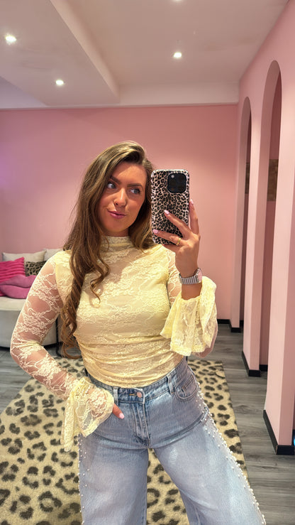 Lace Top Geel