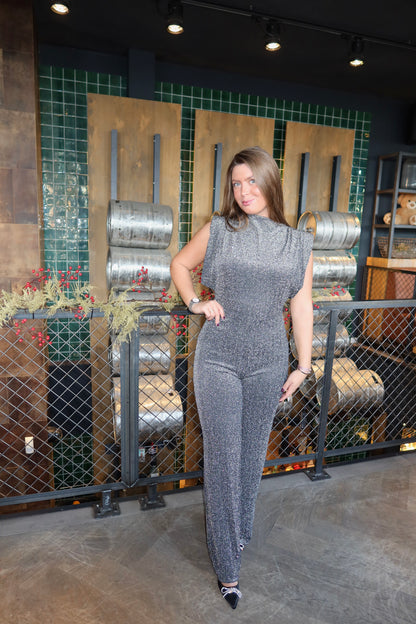 Lurex Glitter Jumpsuit Zilver