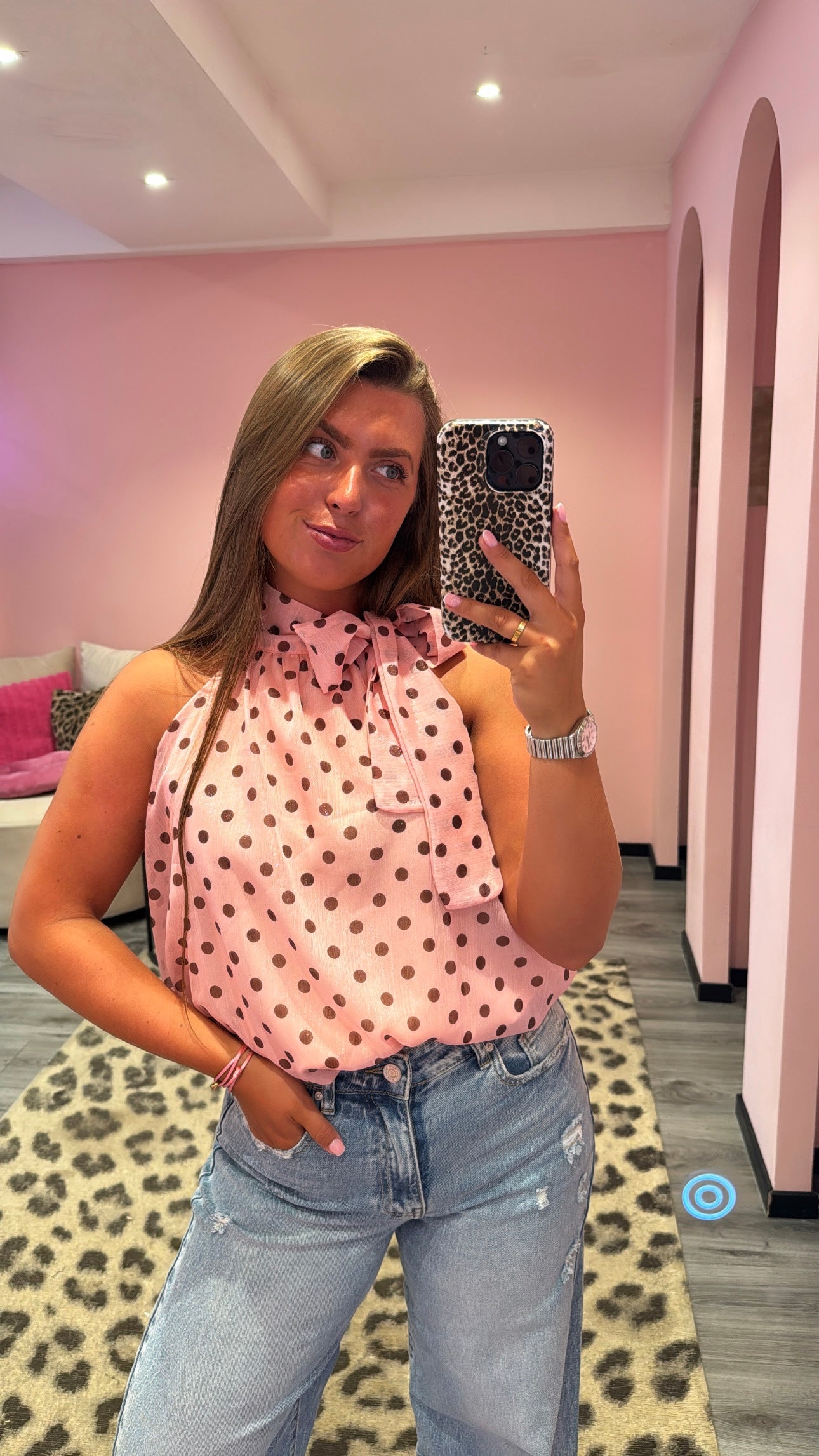 Dots Halter Top Roze
