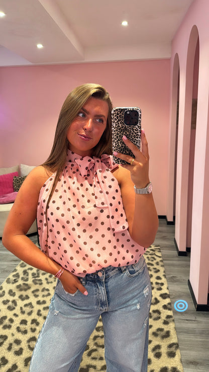 Dots Halter Top Roze