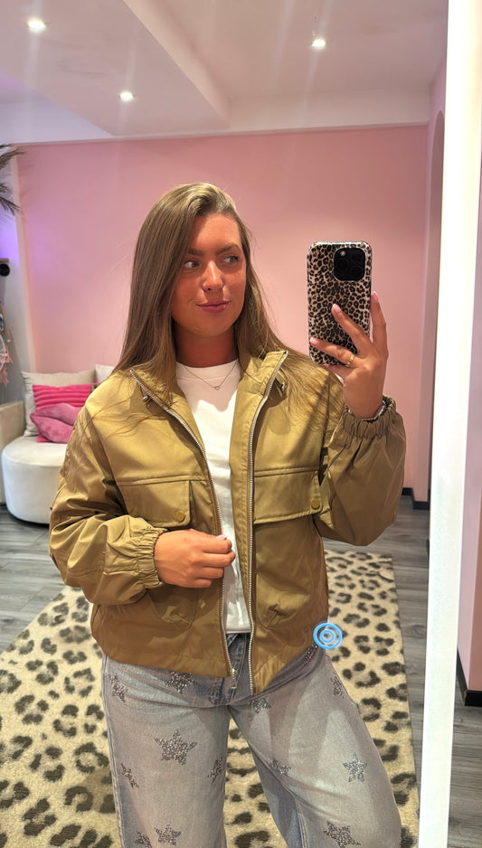 City Chic Bomber Jacket Khaki