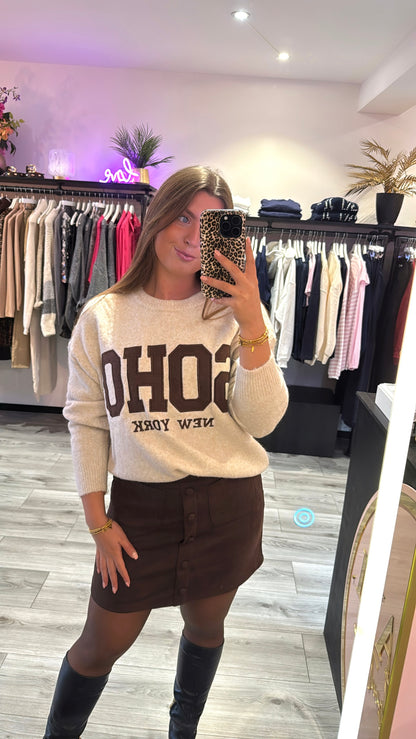 Knitted Soho Trui Beige/Bruin