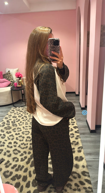 Comfy Chic Set Bruin Leopard Strass