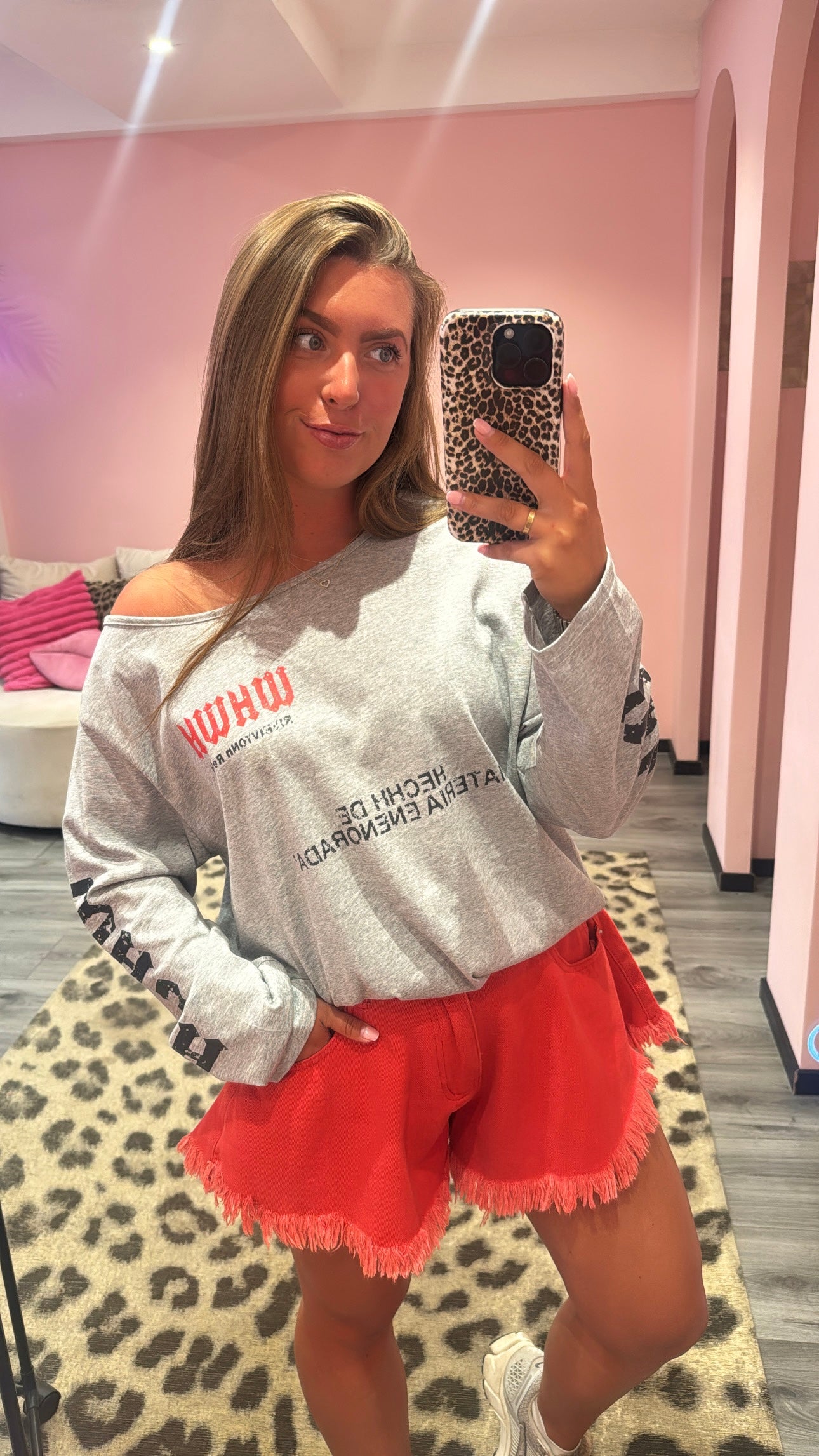 Off Shoulder Longsleeve Grijs