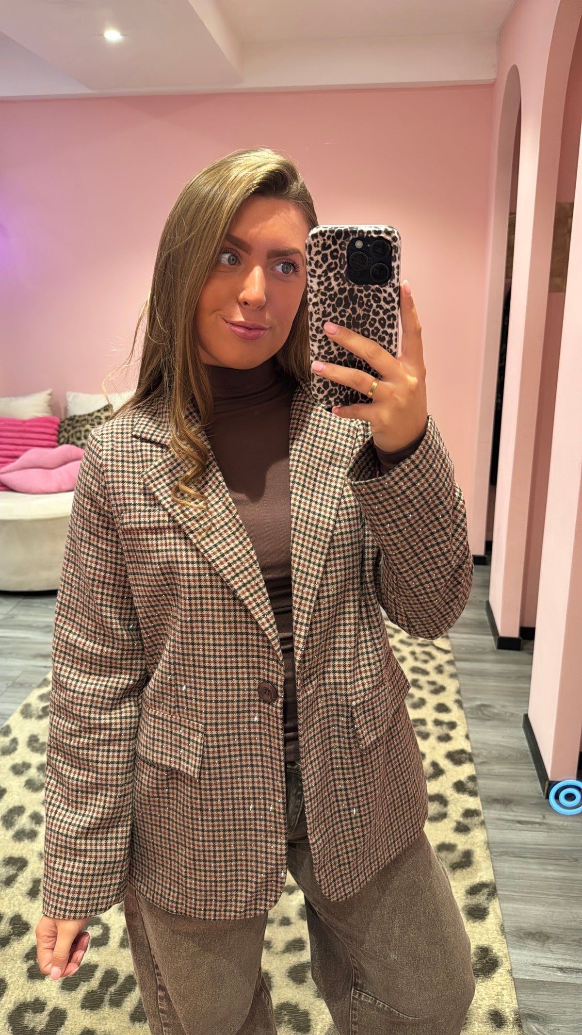 Sparkle Check Blazer Bordeaux