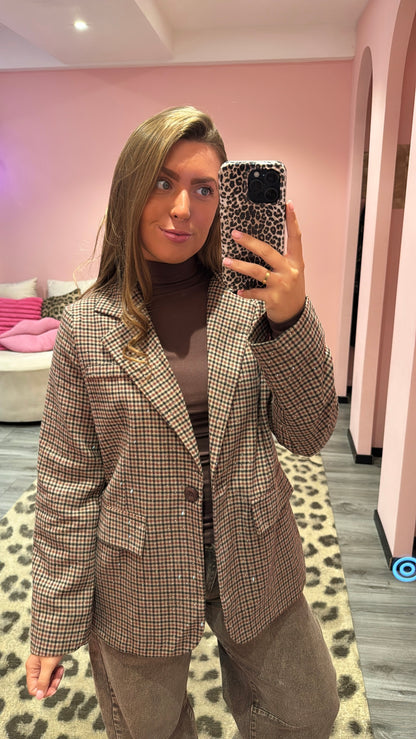 Sparkle Check Blazer Bordeaux