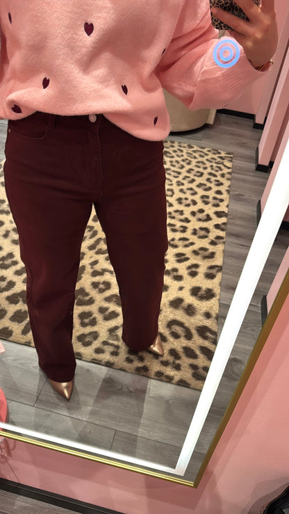 Wide Leg Jeans Bordeaux 0128