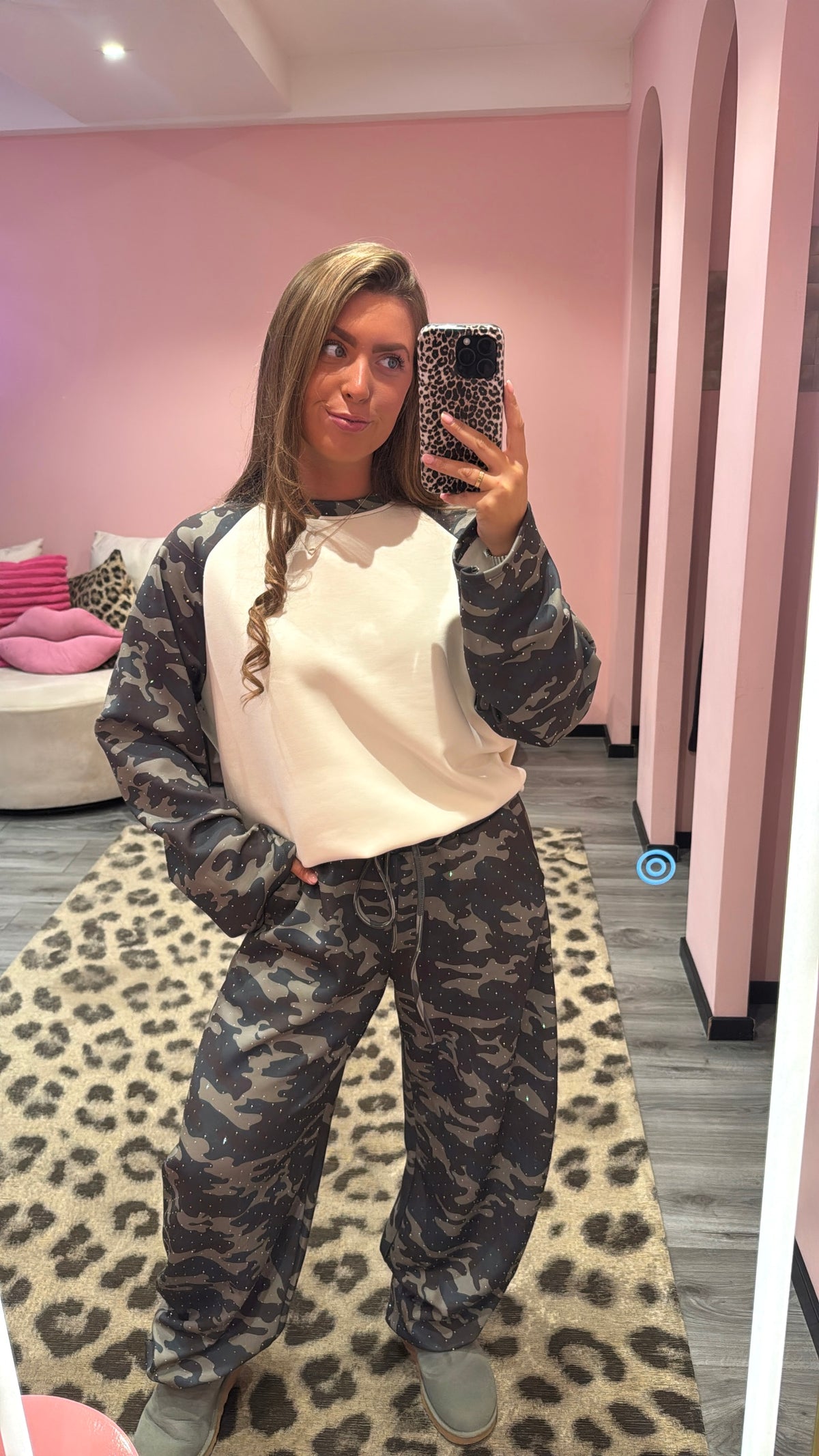 Comfy Chic Set Camouflage Strass
