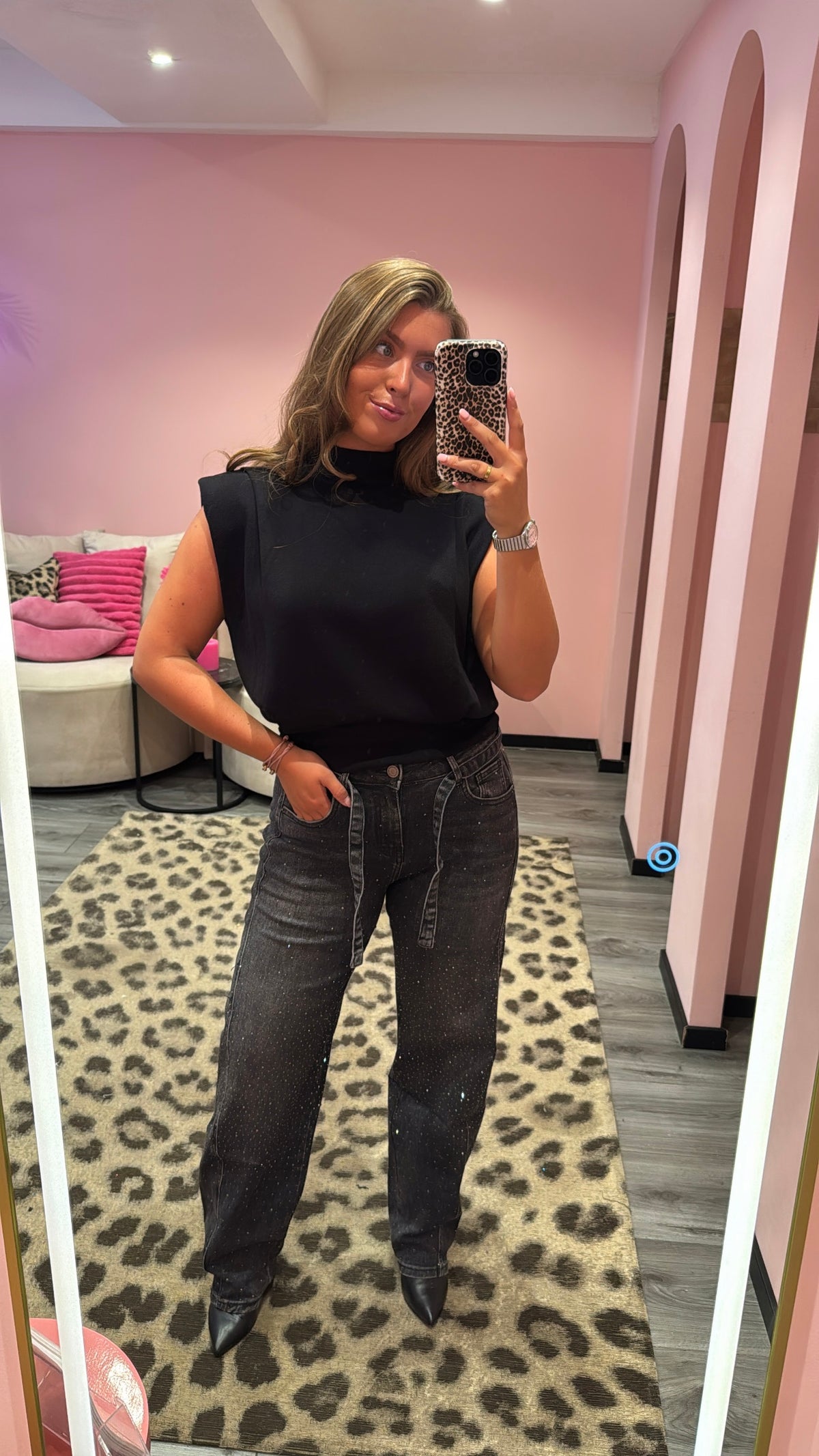 Balloon Fit Jeans Strass Zwart 8692-3